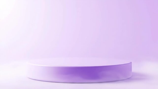 A minimalistic, empty stage. A violet circular platform against a soft violet backdrop with blurred edges