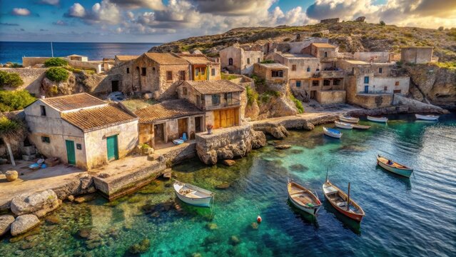 Details of abandoned fisherman houses in linosa island and lampedusa island in sicily italy
