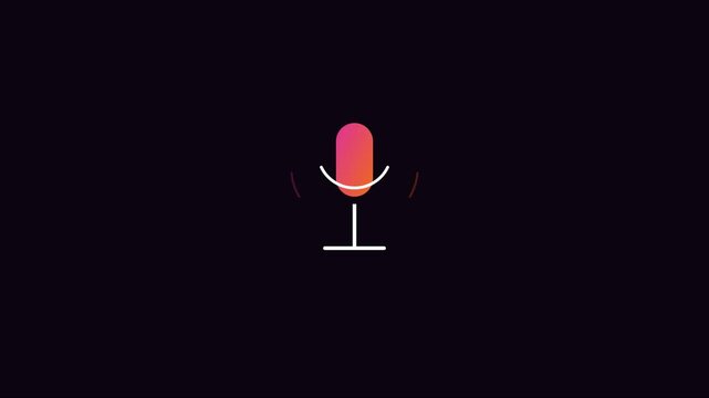 Animated gradient microphone with sound wave pulse for podcast and audio branding animation 4k