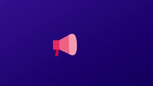 Animated megaphone pulsing for marketing and communication concepts on blue animation 4k background speaker