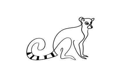 Naklejka premium Black and white lemur illustration white background.