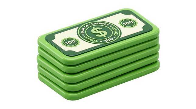 Vector illustration of stack of green dollar bills cash 3d render on a transparent background