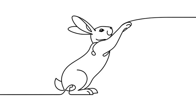 Minimalist rabbit drawing on white background.