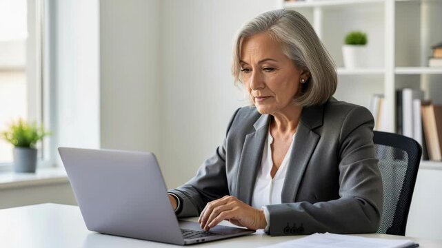 Senior businesswoman working on laptop
