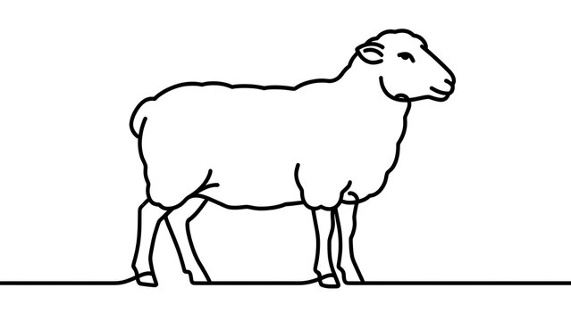 Simple sheep line drawing on white background.