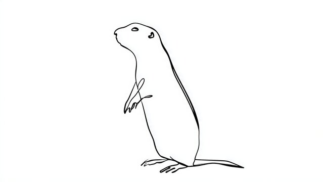 Prairie dog standing on hind legs white background.
