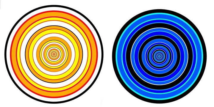 Abstract Hypnotic Concentric Circles - Colorful Optical Illusion Rings Set