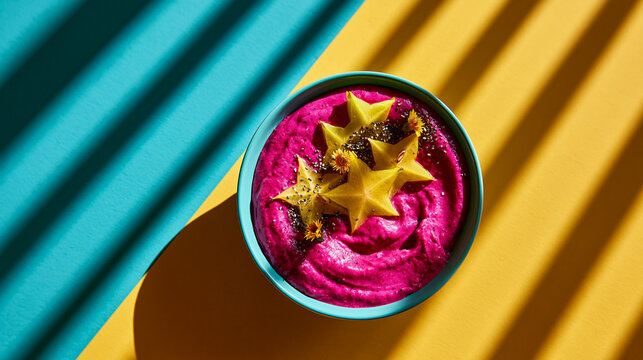 Vibrant Dragon Fruit Smoothie Bowl with Star Fruit