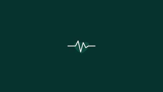 Minimalist green heart pulse animation loop for romantic backgrounds and social media 4k beating