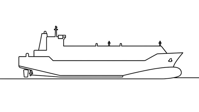 Large cargo ship illustration white background.