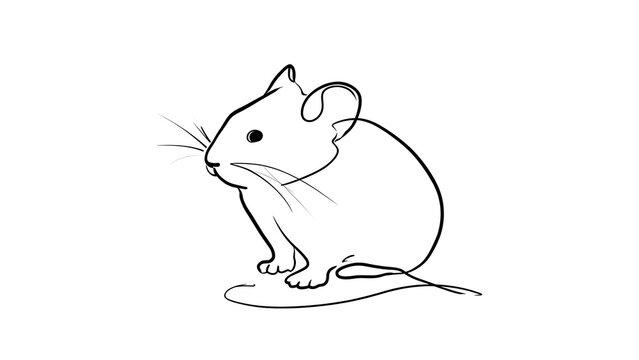 Cute cartoon mouse illustration white background.