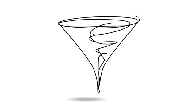 Minimalist tornado illustration on white background.