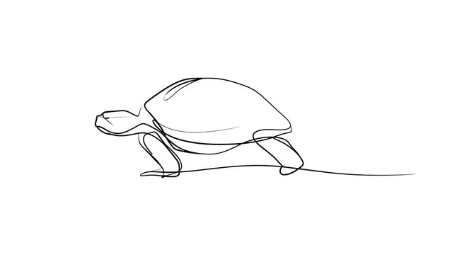 Minimalist turtle line drawing white background.