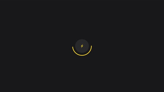 Minimalist loading spinner with lightning bolt animation for digital interface and web ui 4k