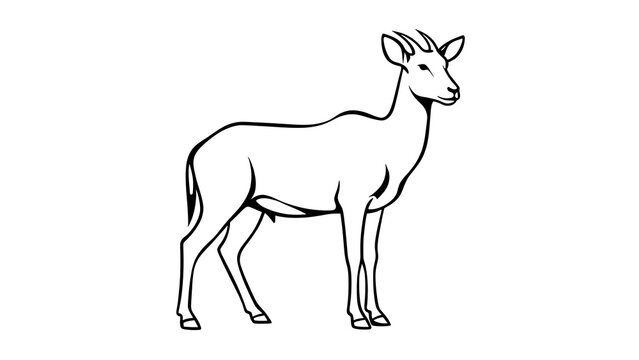 Minimalist line art of a deer on white background.