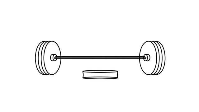 Barbell with weight plates white background.