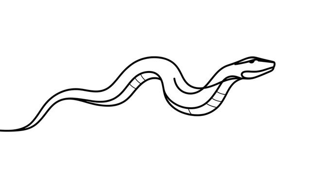 Minimalist snake illustration on white background.