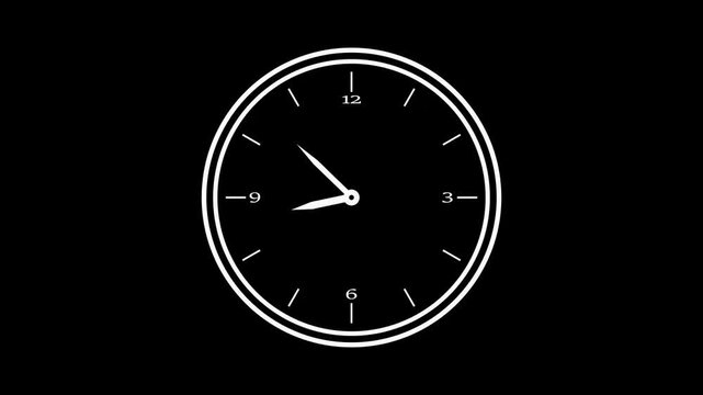 Motion background with spinning clock in 12 hour seamless loop. (Full HD, 1920x1080 24sec/30fps).