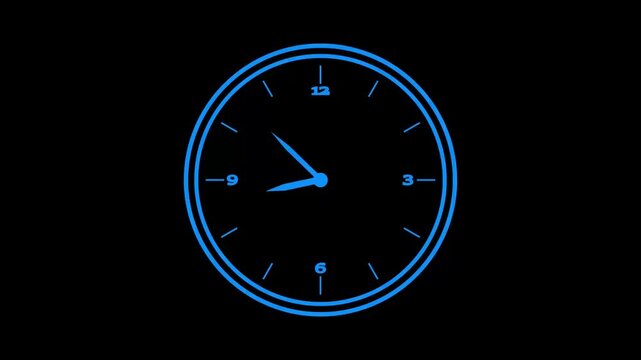 Motion background with spinning clock in 12 hour seamless loop. (Full HD, 1920x1080 24sec/30fps).