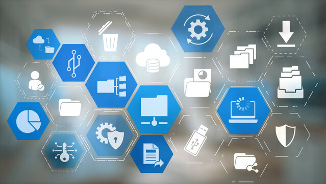 Concept of managing online folders with digital file organization, cloud storage, and secure sharing. Online folders improve workflow, online folders ensure access control. Gist