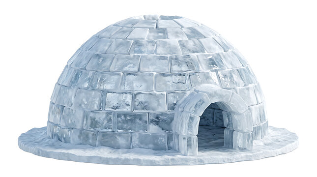 Traditional Eskimo Igloo Ice House Structure Isolated on a Plain White Background