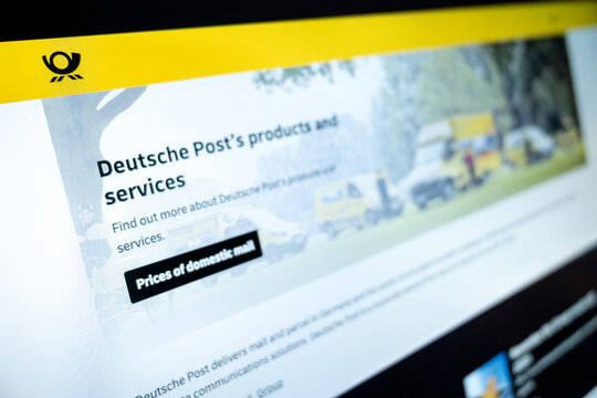Mexico city, mexico, 01 19 2026: deutsche post website showing mail and shipping services