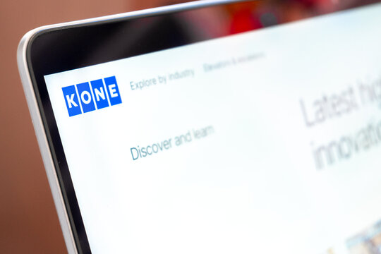 Mexico city, mexico, 01 26 2026: kone website logo displaying on a laptop screen