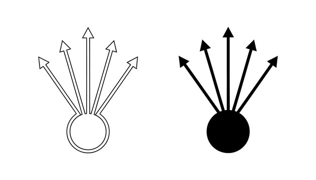 Explosion diagram two versions showing radial outward force and impact point