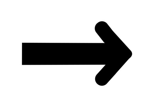 Solid black arrow pointing right directional icon for website or presentation design