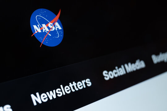 Mexico city, mexico, 27 01 2026: nasa logo with newsletters and social media on screen