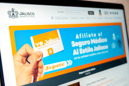 Mexico city, mexico, 02 10 2026: jalisco government website promoting medical insurance affiliation