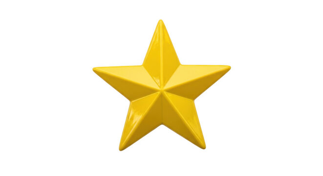 Shiny yellow star icon shape isolated on transparent background