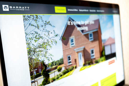 Mexico city, mexico, 03 03 2026, barratt homes website displaying new build houses on laptop screen