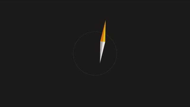 Minimalist compass needle spinning animation on dark 4k background, for navigation and, direction concepts