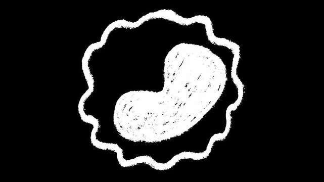 Hand-drawn white chalk Monocyte white blood cell drawing icon on alpha