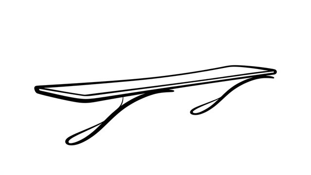 Minimalist diving board illustration white background.