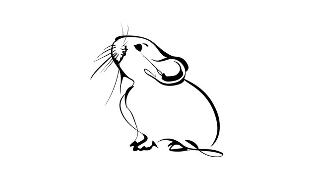 Minimalist mouse illustration on white background.