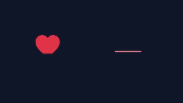 Minimalist heartbeat ekg line animation: red pulse rhythm on dark 4k background