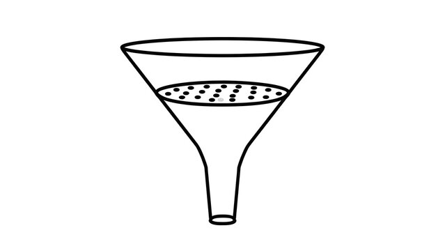 Laboratory funnel with filter white background.