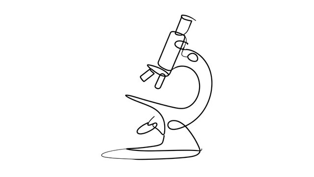 Microscope line art illustration white background.