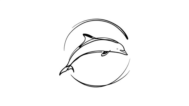Minimalist dolphin logo design on white background.