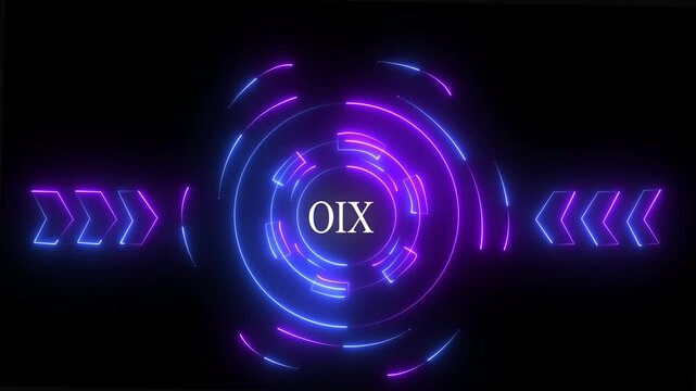 Abstract neon glowing technology of" OLX,, for High-Speed Mobile Connectivity, Holographic Display, Financial Data Visualization, Digital Symbol in Futuristic 