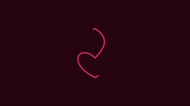 Minimalist pink heart line animation on dark 4k background, for romantic love