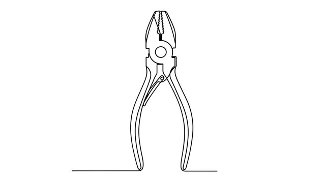 Line art pliers tool illustration white background.