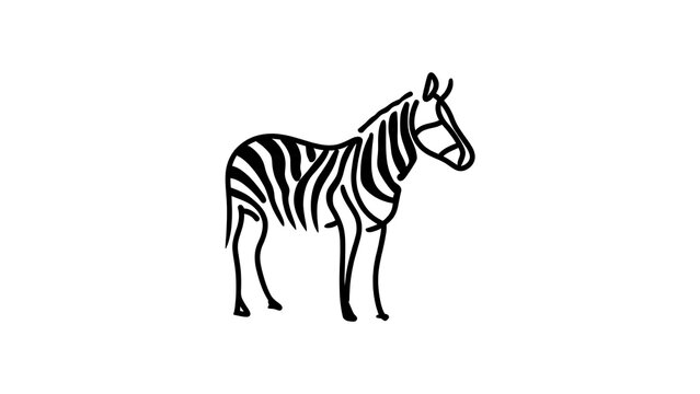 Minimalist zebra illustration on white background.