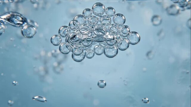 Cluster of clear bubbles in water.
