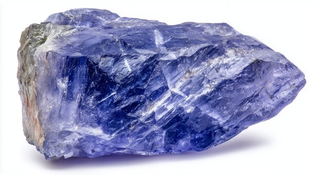 Raw iolite crystal, violet-blue mineral, uneven rough crystal
