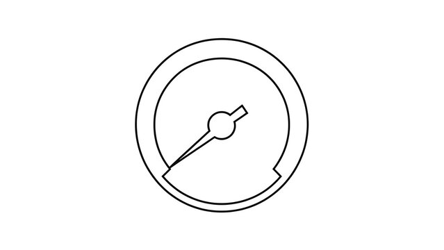 Speedometer icon line art white background.