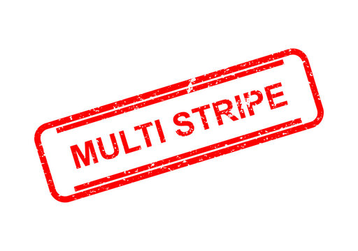 Red multi stripe rubber stamp with bold text illustration