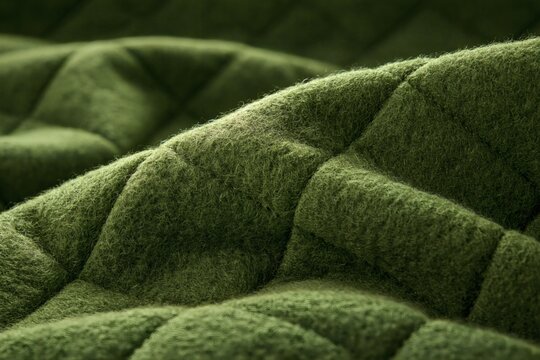 Thermal tent fabric surface in quilted loft weave with soft baffle lines for textile material design